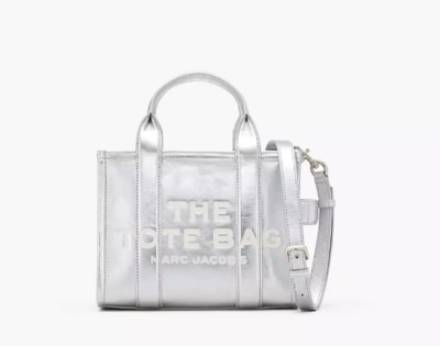 Bolso tote pequeño piel Marc Jacobs metallic plata